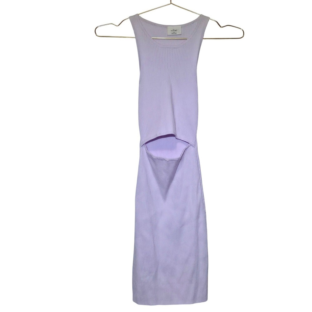 Wilfred Aritzia Lavender Ribbed Knit Cutout Mini Dress 2XS Purple Sleeveless